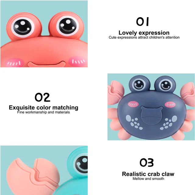 Baby Crawling Crab Toy Clockwork Dancing Crab Toy Mobile Crab Crawling Toys Wind Up Crawling Crab Walking Crab Toy Gift for Kids 3