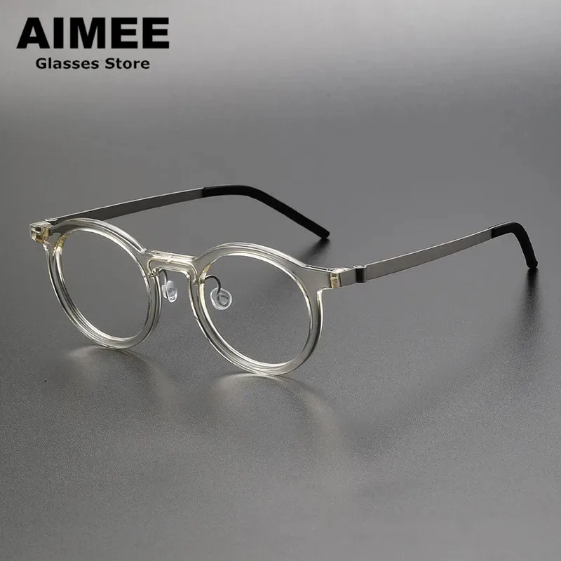 

Denmark Brand Retro Round Acetate Glasses Frame Men Women Screwless Prescription Eyeglasses Optical Blue Light Spectacles 1846