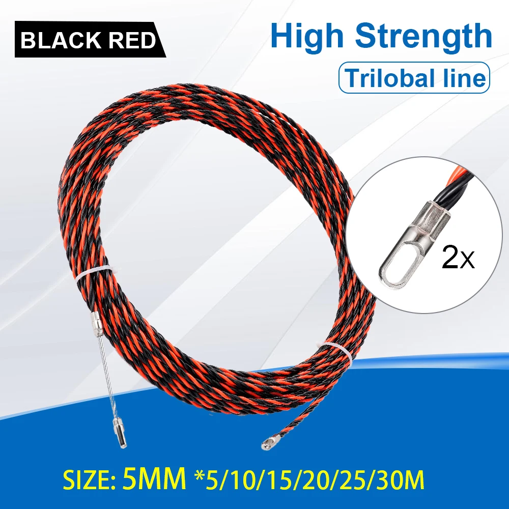 

15/30M 5mm Cable Puller Fiberglass Electric Cable Wire Puller Electrical Tape Cable Guide Device Push Duct Snake Rodder Fish