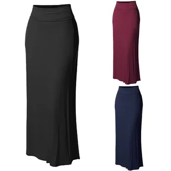 High Waist Skirts Ladies Solid Sexy Long Pencil Skirt Faldas Women High Waist Comfort Bodycon Stitching Maxi Skirts Faldas