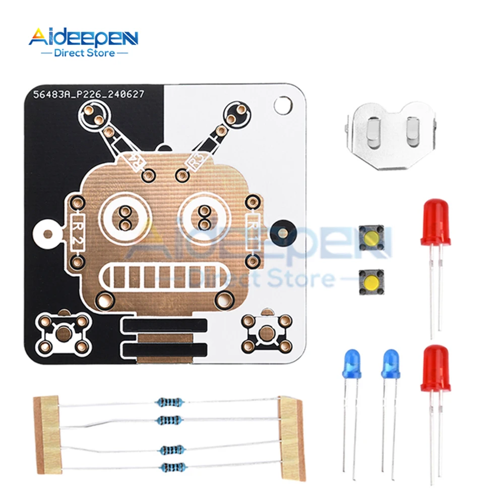 Kit elettronico fai-da-te Robot LED Componenti kit di saldatura fai-da-te Progetto di apprendimento elettronico fai-da-te (senza batteria)