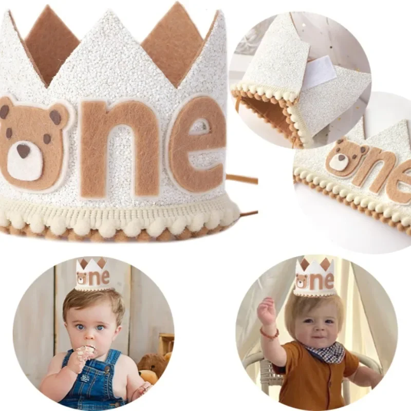 Little Bear Birthday Hat Crown Party Decor 1st Birthday Children Boys and Girls Decoration Supplies Felt Caps Photography Props party hat birthday crown