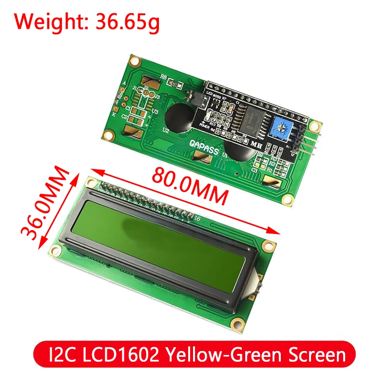 High-Contrast Blue Green LCD Module with I2C Interface