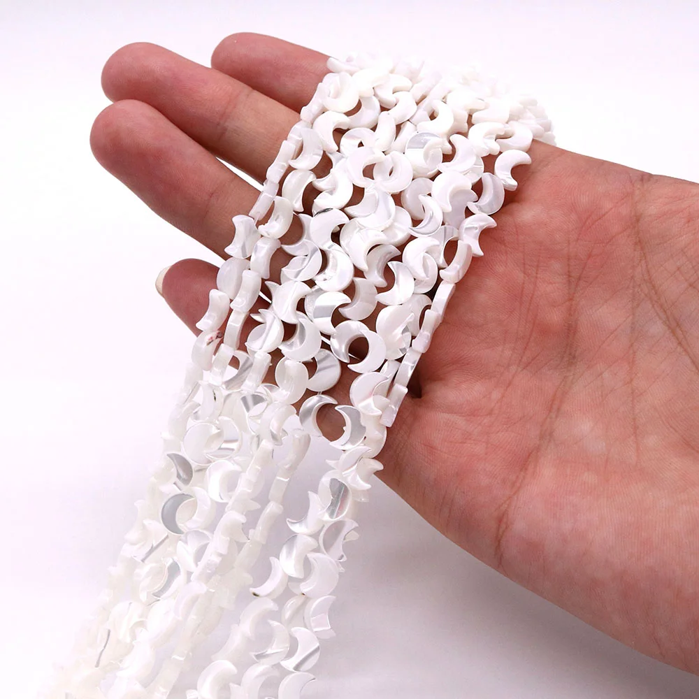 

Natural Mother-of-pearl Shell Bead Moon Shape Beads for Jewelry Making DIY Earrings Bracelet Necklace Accessories 15" Per Strand
