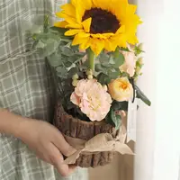 Dried Flower Packaging Bark Barrel Faux Tree Bark Dried Flower Packaging Box Flower Vase Christmas Xmas Decor Bark Barrel Bucket 2