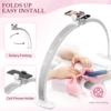 DianaBeauty Half Moon Light 35W Nail Desk Lamp U Shaped 364 LEDs Fill Light with Phone Holder Foldable Table Lamp for Nail Art 4