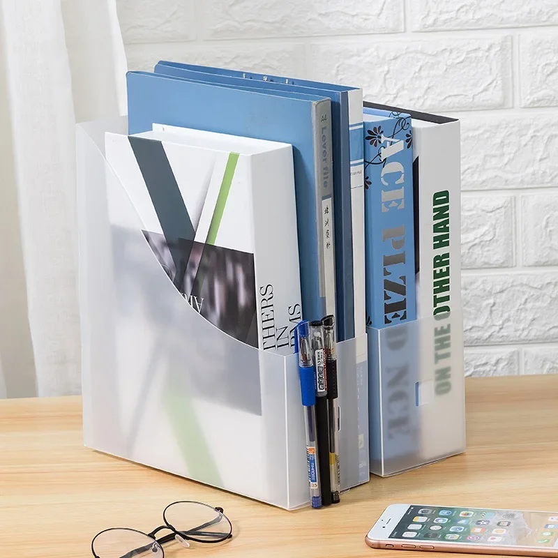 Magazine Holder File Organizer Simple Style File Folder Book Magazine Holder Desk Document Paper Vertical Storage Organizer Stand Transparent Book Shelf Rack