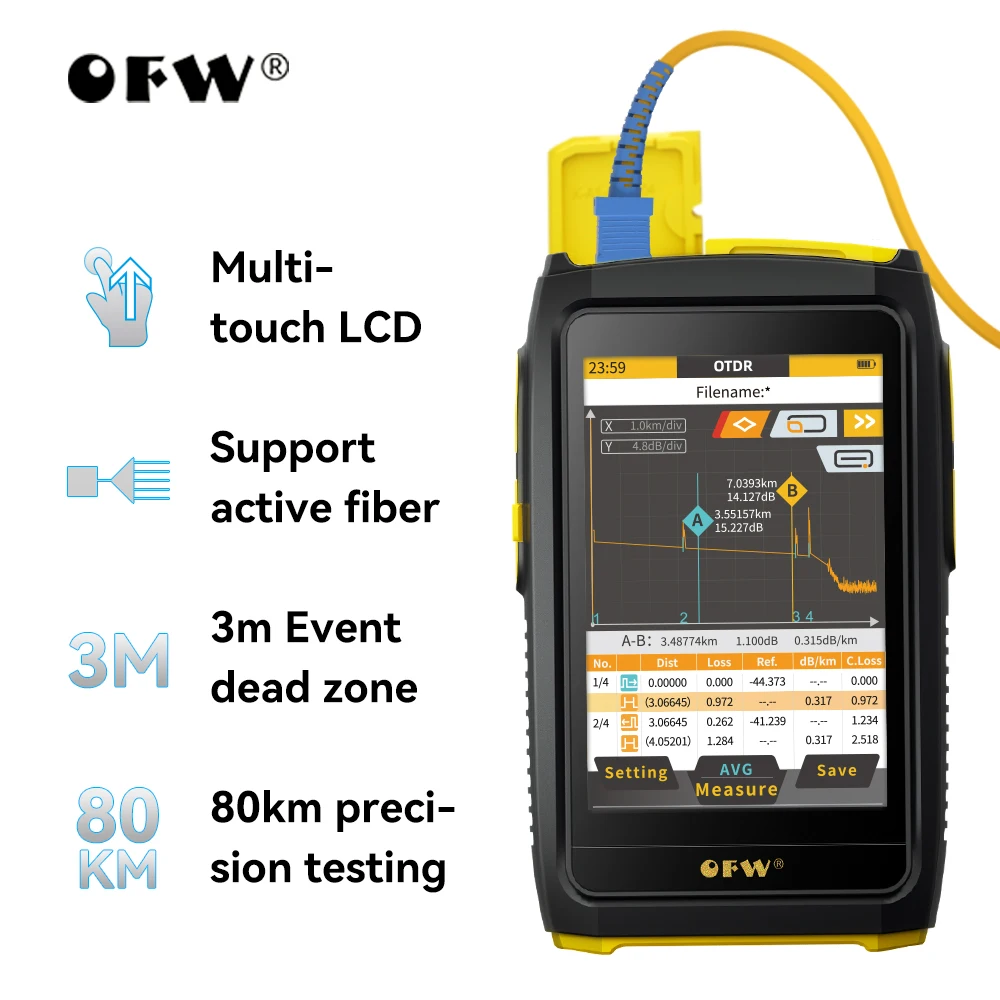 

OFW Mini OTDR Optical Time Domain Reflectometer 1550nm Active fiber live tester touch screen OPM VFL OLS free shipping