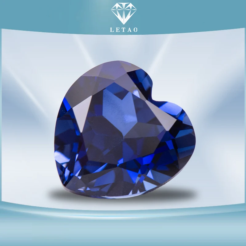 

Lab Grown Sapphire Heart Shape Royal Blue Color Charm Gemstones for Diy Jewellery Making Materials Selectable AGL Certificate