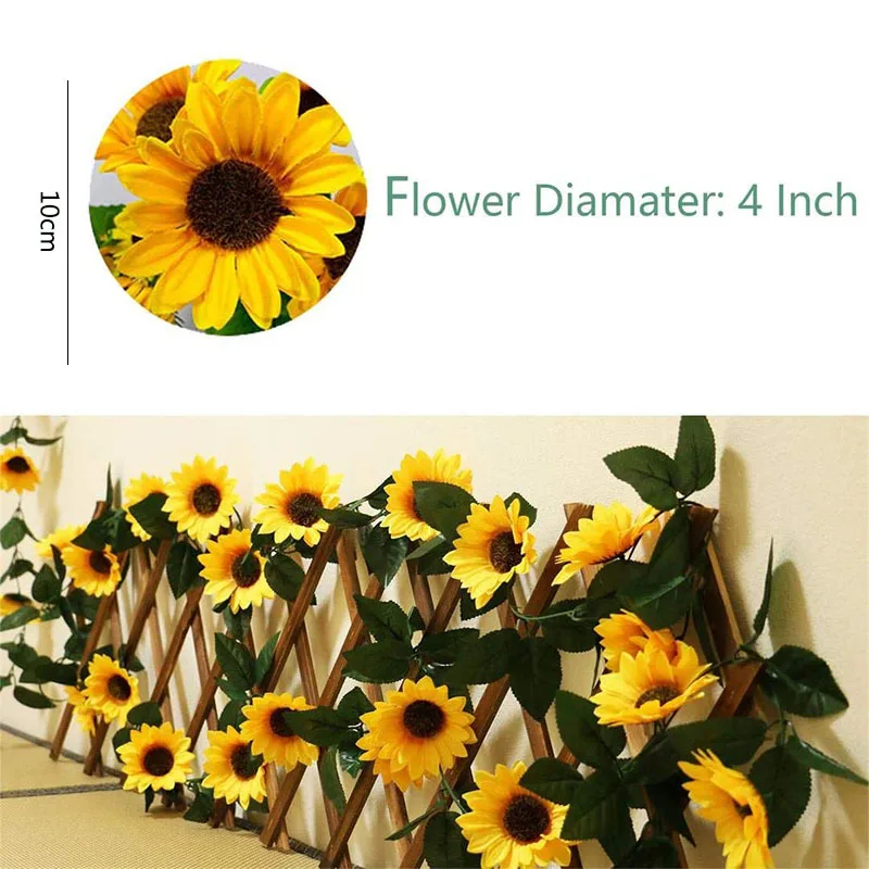 1/3/5pcs 2.25m 해바라기 인공 꽃 포도 나무 가짜 해바라기 꽃 등나무 결혼식 크리스마스 장식 장식