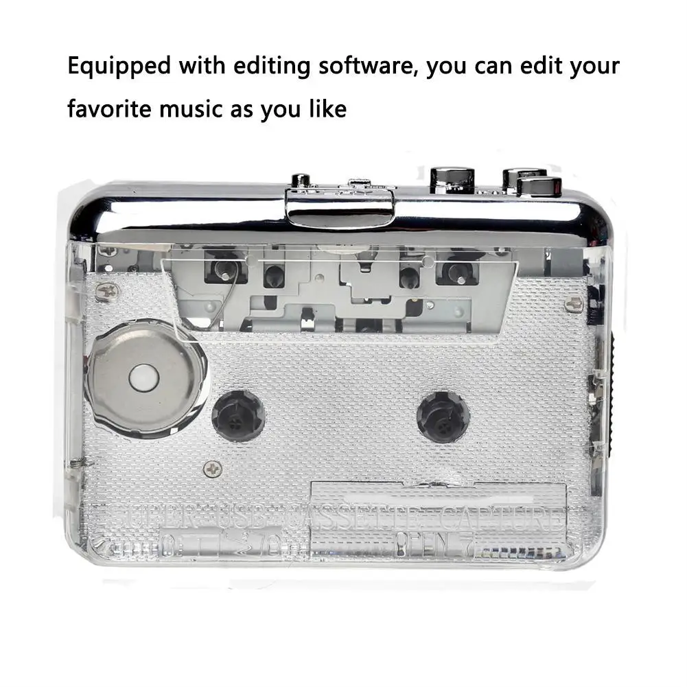 Lettore Di Cassette Usb Registratore A Nastro Portatile A Porta Mp3 Full Trasparente Shell Type-C Converti Nastro Walkman In Cd Cassette Recorde
