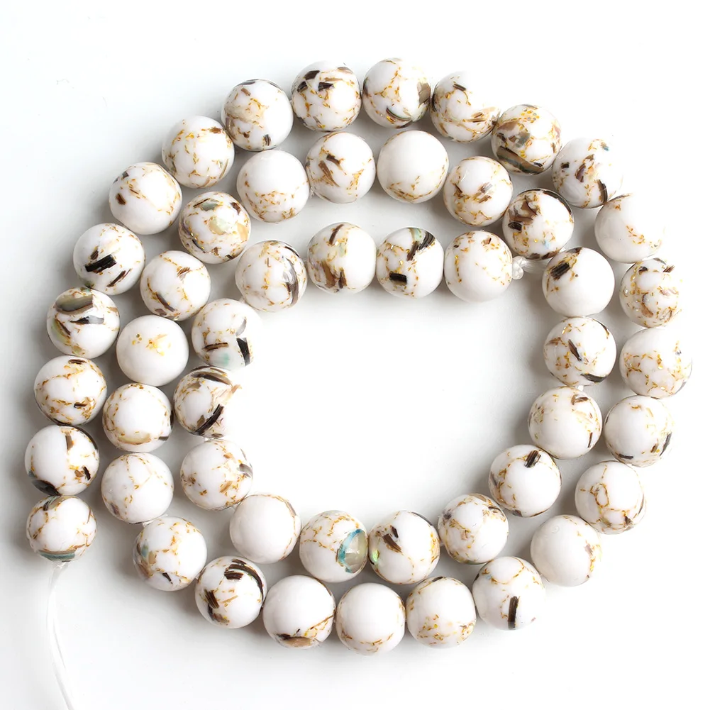 BRCbeads Perle Sciolte In Pietra Naturale Howlite Bianca – 8 Mm, Tonde, Per Creazione Gioielli