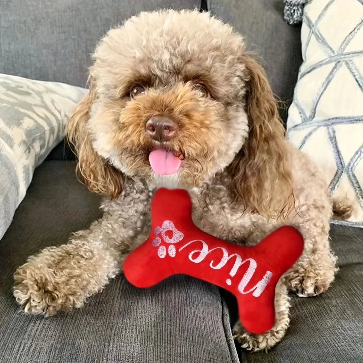 Bone Shaped Plush Toys Dog Interactive Chewing