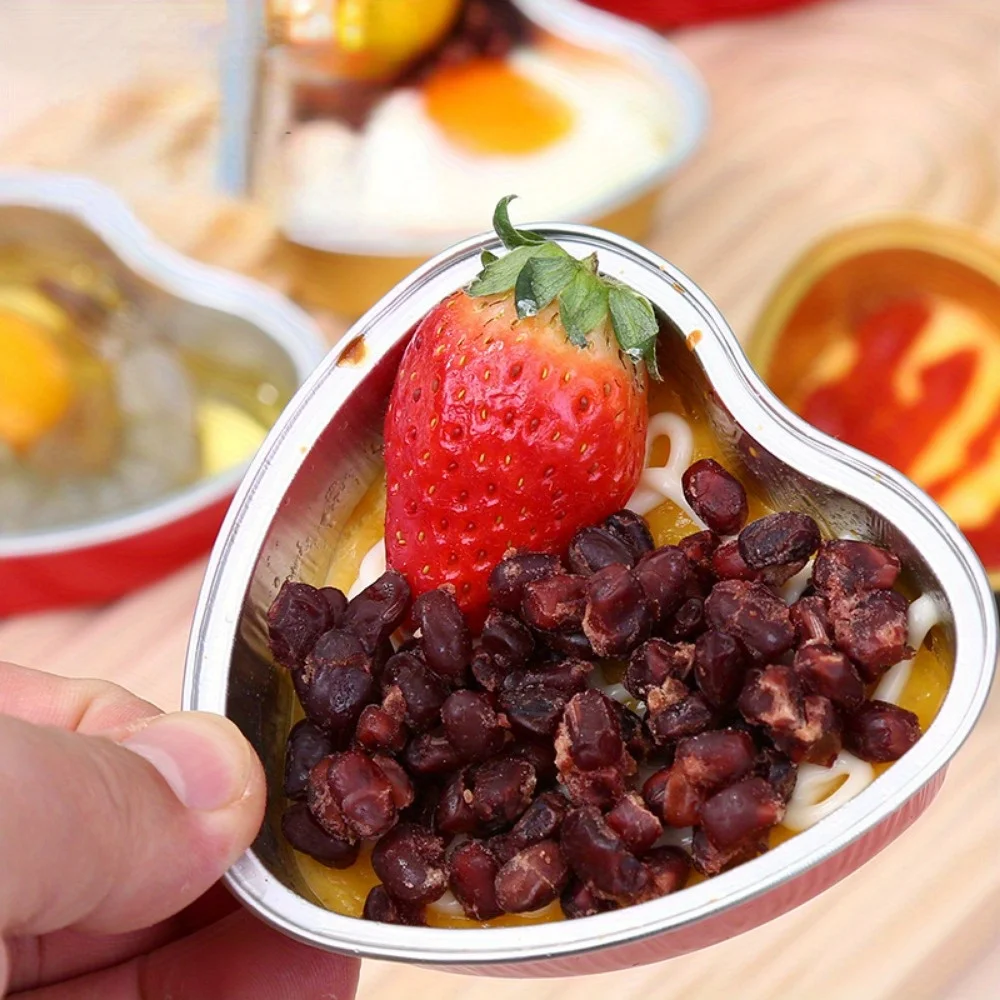 20PCS Heart Shape Disposable Aluminum Foil Cupcake Liners with Lids, Mini Cake Pans, Pe... - SKU DAFB1923 - UGI Packaging