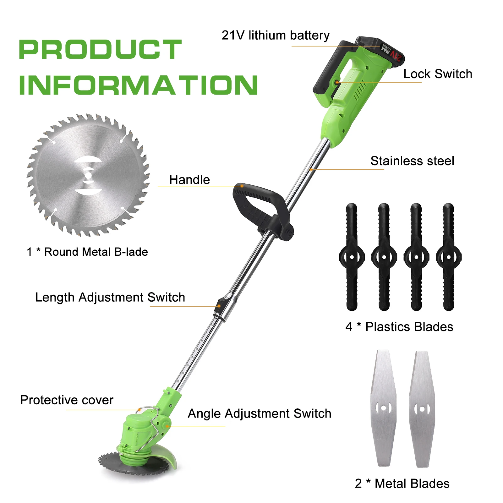 21V Electric Lawn Mower High Power Cordless Grass Trimmer Portable Electric Weed Eater Rechargeable Battery Home Garden Tools 3
