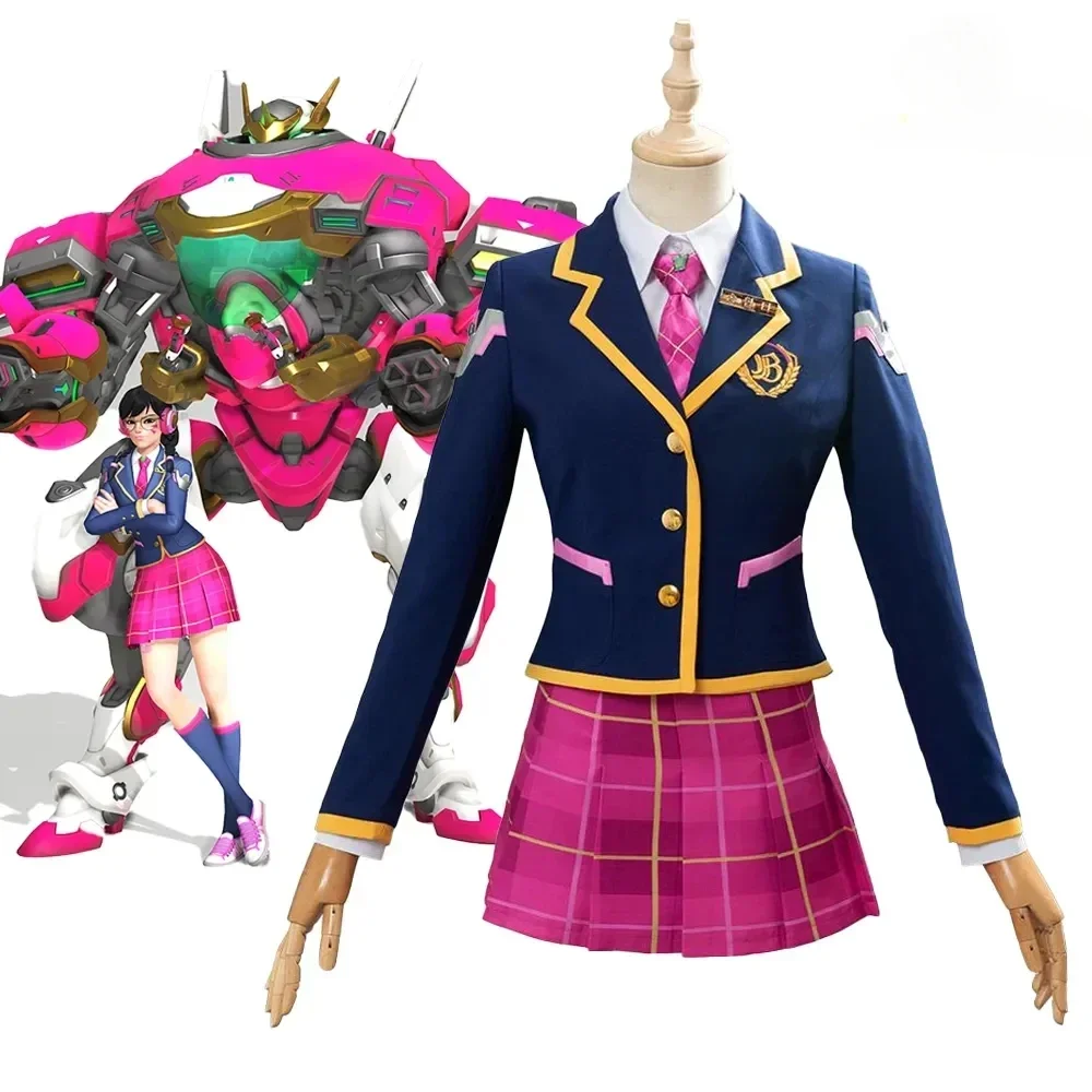 

Overwatch D.VA Youthful Campus Skin Cosplay Costume Female Anime Uniform Jk Skirt Set Halloween Carnival Costumes