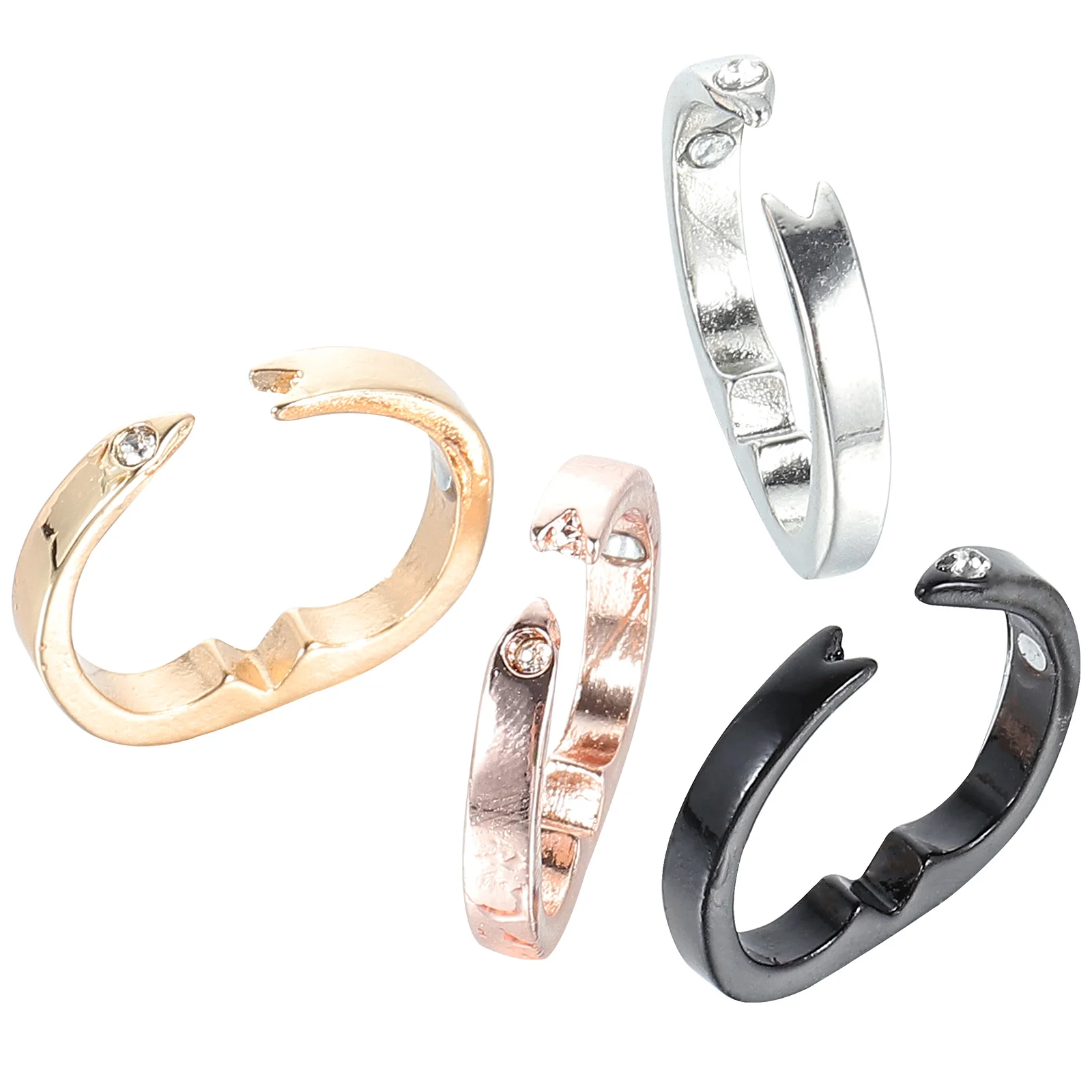 4 Pcs Magnetic Ring Decorative Rings Portable Fashion Unisex Rhinestones Healthy Jewelry Men and Women