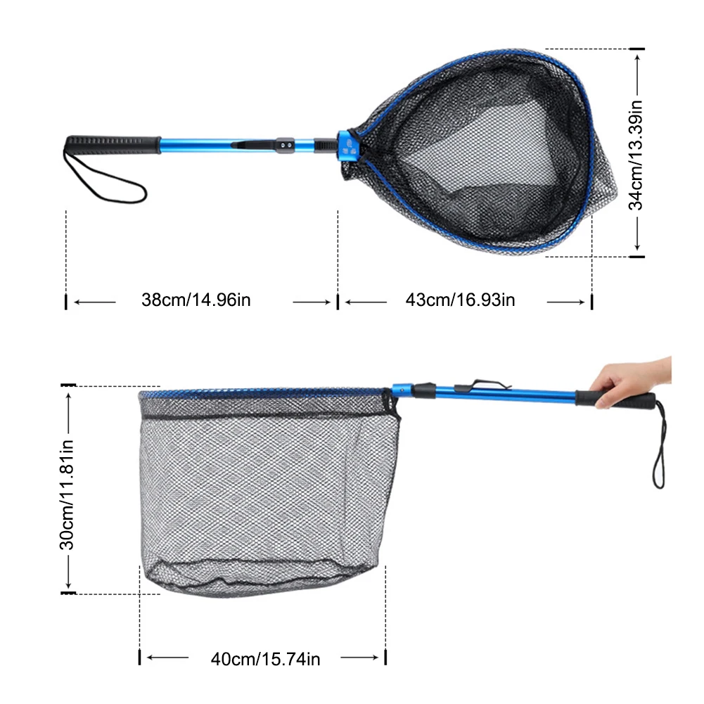 Ultralight Landing Netto 8MM Mesh Scoop Net Silicone/Rubber Coated Fishing  Net Foldable Fish Landing Net Fishing Accessories