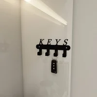 Key Holder for Wall Adhesive, Key Hooks with 4 Hooks Wall Mounted, Black Key Hangers for Wall Decor No Drill for Living Room 1