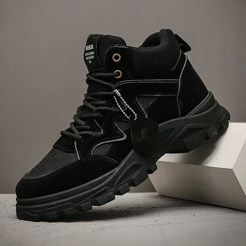 Winter Outdoor Men's Boots Fashion Platform Cowboy Ankle Boots Casual Combat Waterproof Tactical