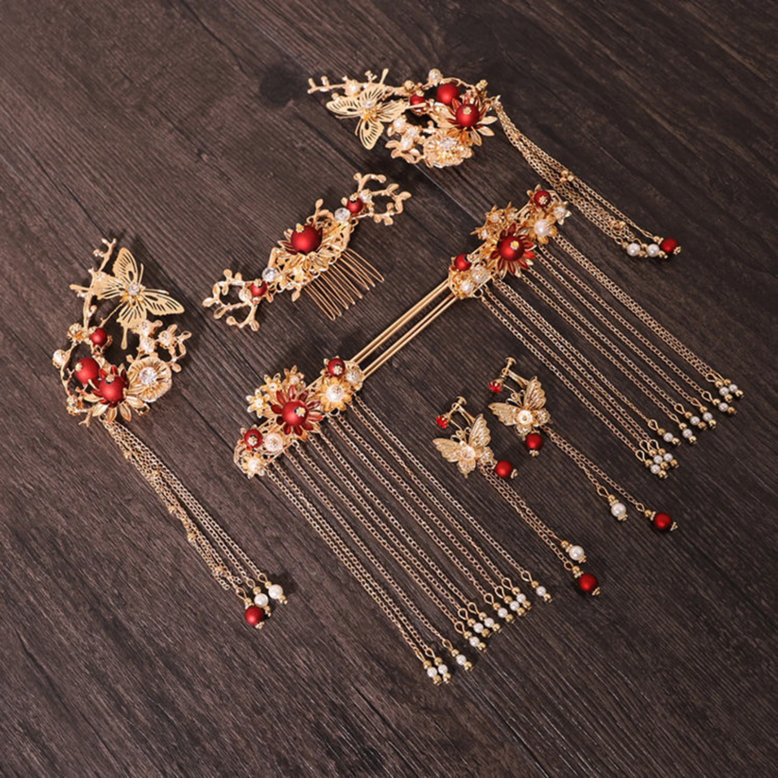 Alten Stil Haarnadel Set Vintage Chinesische Quaste Haar Stick Für Frauen Einfache Hochzeit Phoenix Krone Exquisite Haar Zubehör – Detail 6