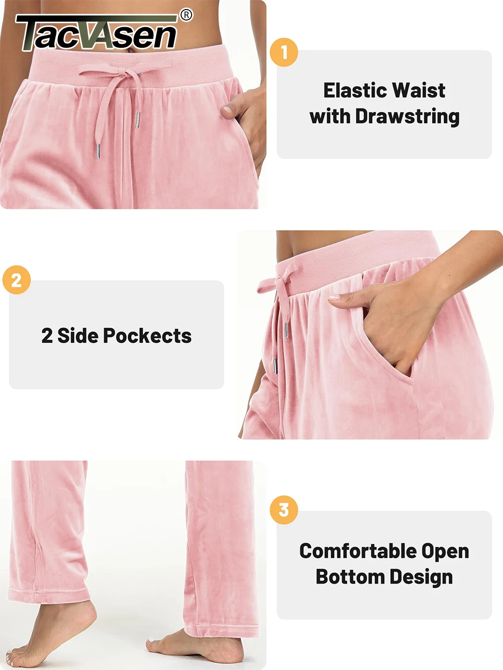 TACVASEN 여성용 겨울 플리스 바지, 조거 스웨트 팬츠, 탄성 허리 파자마, 긴 바지, 러닝 트랙, 체육관 바지, 스포츠 하의