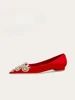 Spring and Autumn New Women's Flat Heel Satin Red Water Diamond Chinese Wedding Women's Shoes 1