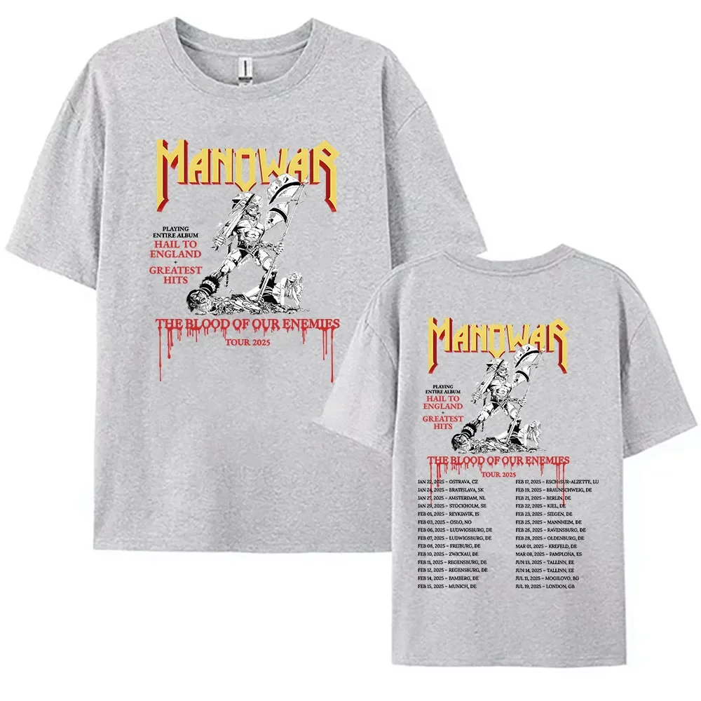 Manowar Hip Hop Band Print Tshirts The Blood Our Enemies Tour 2025 Tees Short Sleeve Cotton T-shirt Women Clothes Graphic Shirt 5