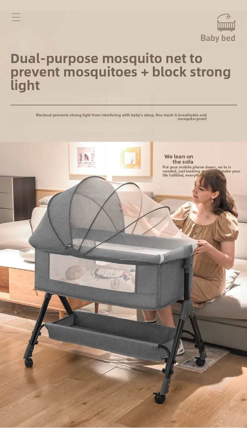 2 in 1 baby cradle swing bed for 0-3 years baby rocking crib with mosquito net Portable rocking bed for bedside co-sleeping