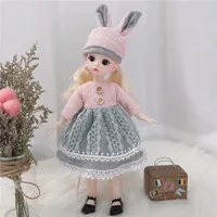 30cm Bjd Doll 12 Moveable Joints 1/6 Girl's Dress 3D Brown Eyes Toy with Clothes Shoes Kids Toys for Girl Children Gift 2