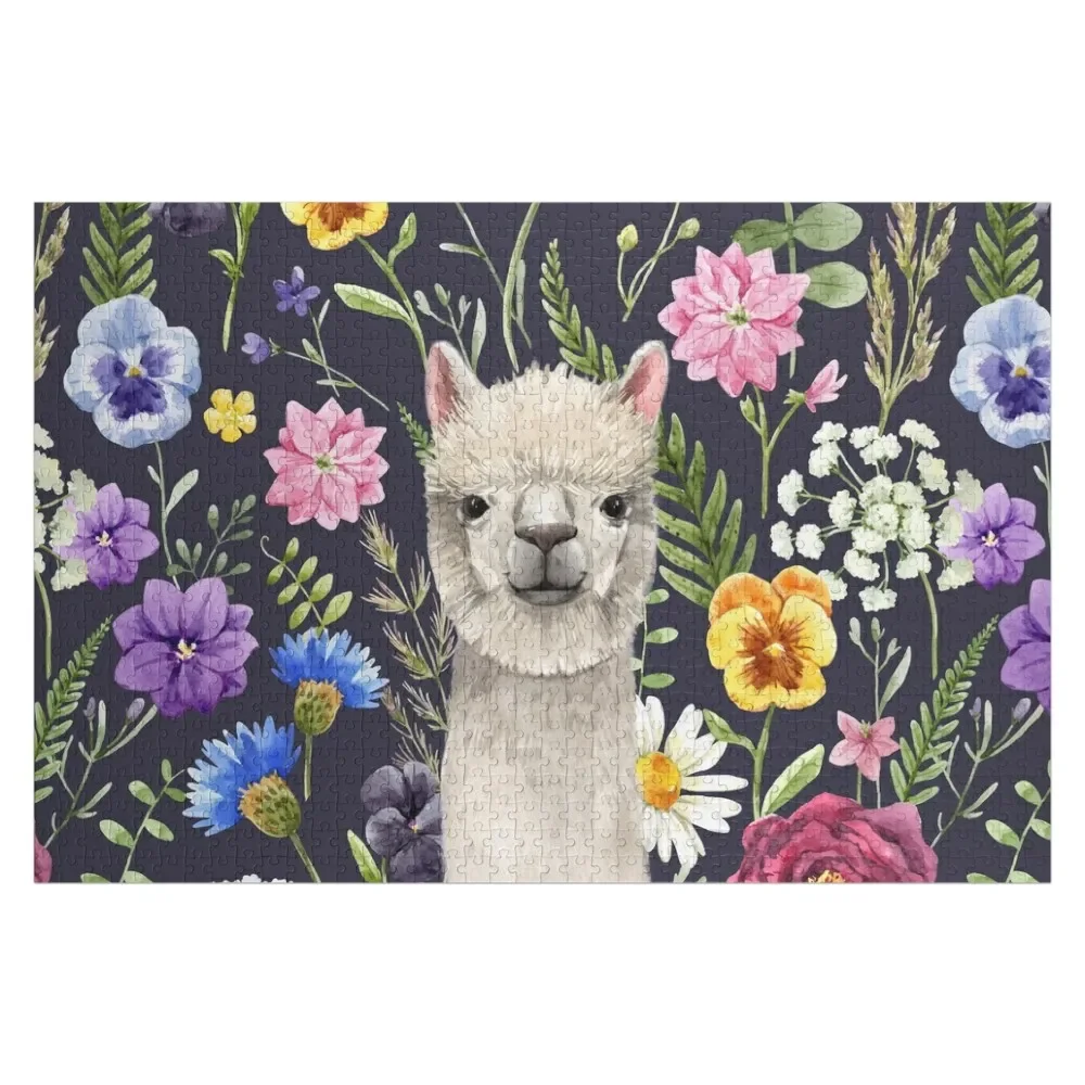 

Wildflower Alpaca Jigsaw Puzzle Customized Photo Wooden Name Custom Personalized Woods For Adults Toys For Children Puzzle
