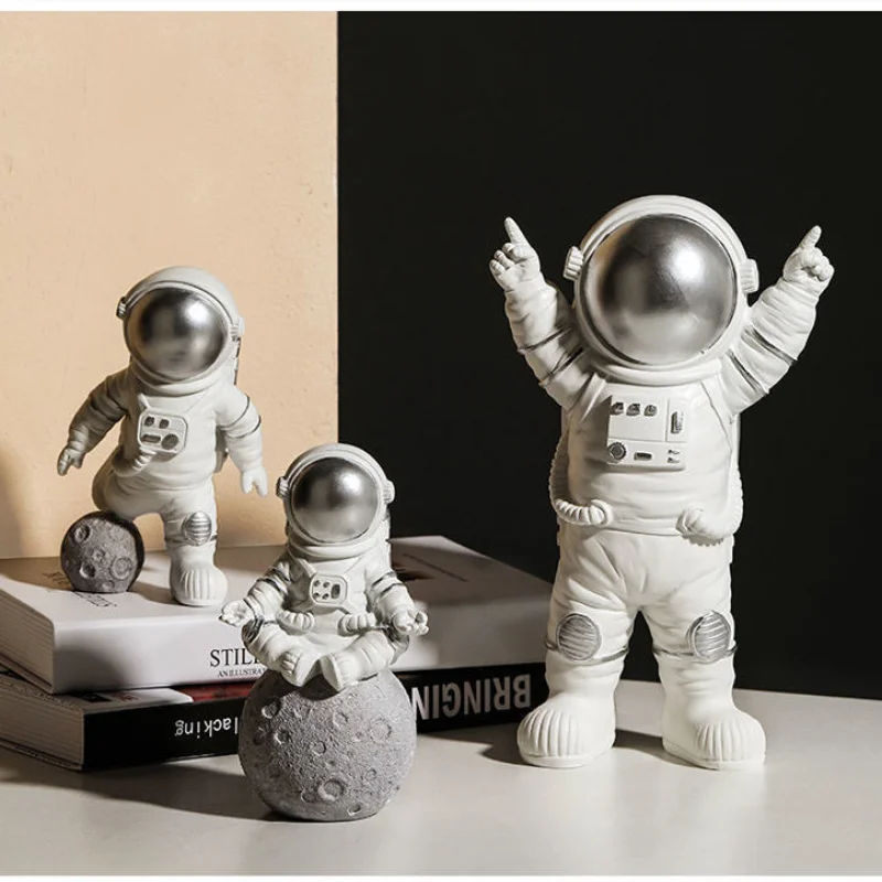 3Pcs Resin Astronaut Figure Statue Figurine Spaceman Sculpture Educational Toy Desktop Home Decoration Astronaut Model Kids Gift