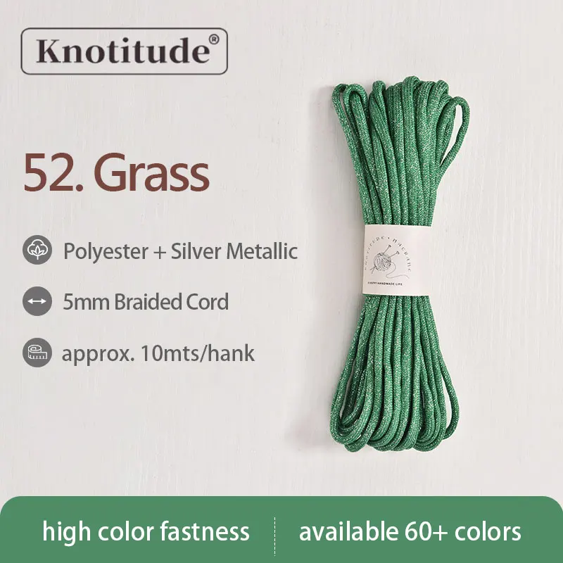 Silver Glossy Polyester Braid Rope with Shiny Lurex Metallic Finish - Ideal for DIY Jewelry Projects, 5mm x 10m