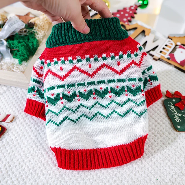 Christmas Fireworks Sweater Pet Dog Cat Clothes Autumn and Winter Warm Knitted Sweater Pullover Elastic Christmas Wind