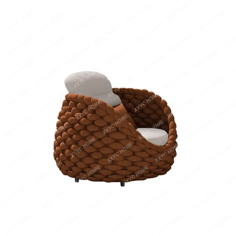 

Courtyard Sunscreen and Waterproof Garden Terrace Leisure Balcony Braid Rope Rattan Chair Outdoor Rattan Recliner Combination