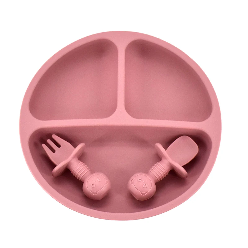 Silicone Feeding Set 9Colors Baby Plate Bowls Tray