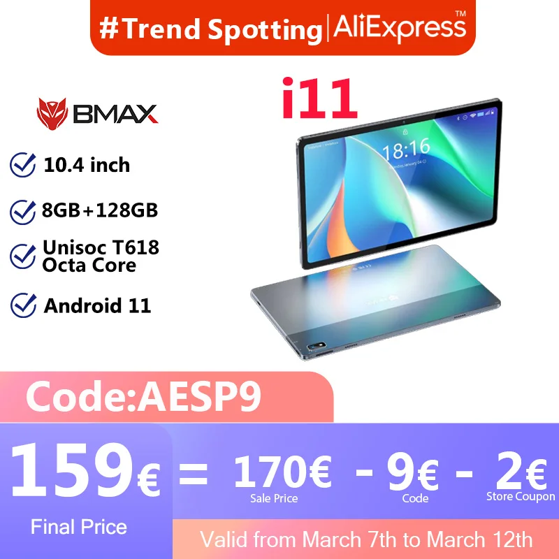 Планшет BMAX i11 на Android 11 восемь ядер экран 10 4 дюйма 8 ГБ + 2000 Гб | Компьютеры и офис