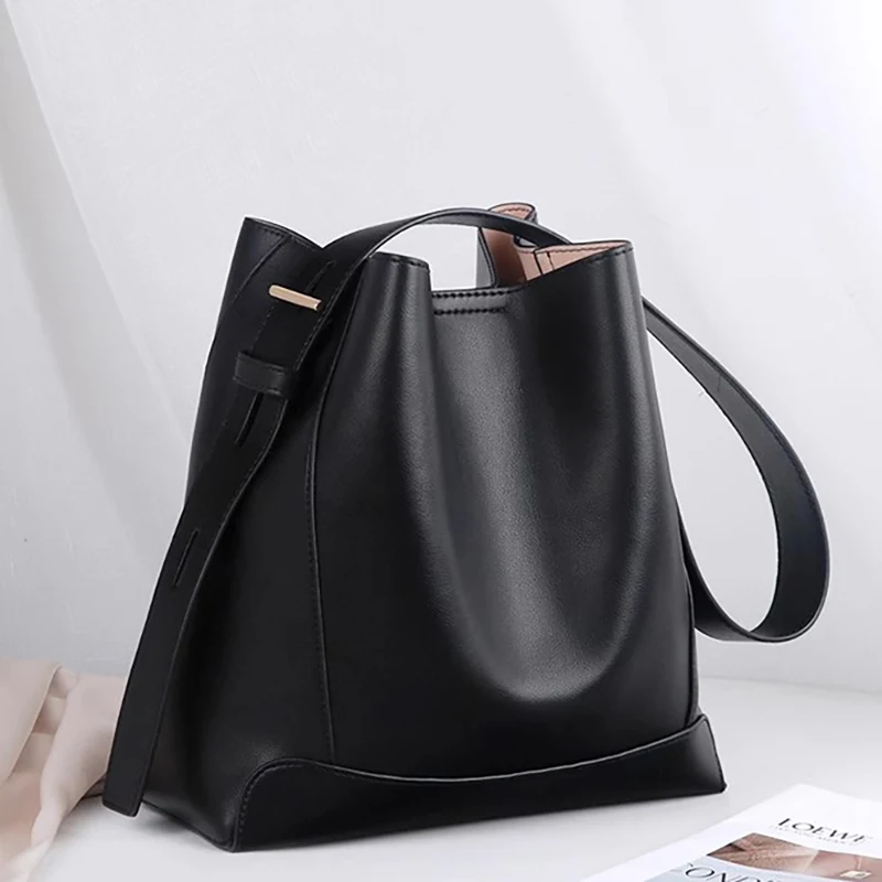 حقيبة دلو جلد PU كتف نسائية