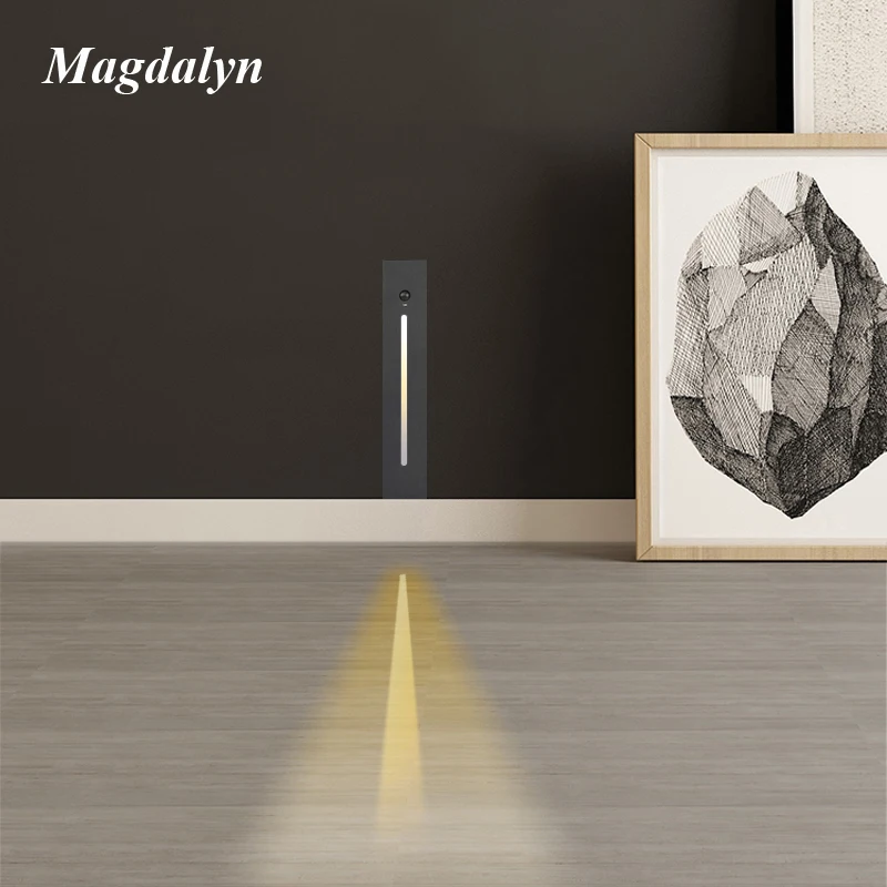 Magdalyn 실내 센서 계단 조명, 계단 조명, 현대 가정용 알루미늄 벽 코너 LED, 방수 외관, 야간 램프