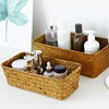 Seagrass Weaving Storage Basket Fruit Bread Snack Storage Box Wicker Woven Rattan Sundries Organizer Makeup Desktop Weave Box 4