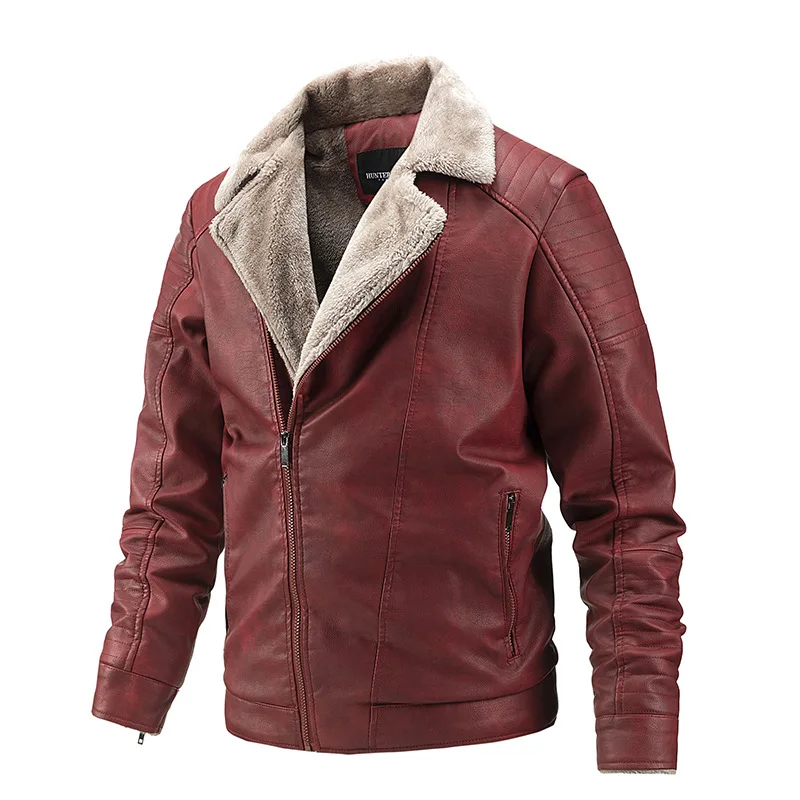 

2022 Autumn Winter Mens Leather Jacket Fur Casual PU Fleece Coats Male Fashion Trend Motorcycle Jaqueta Masculina Veste Homme