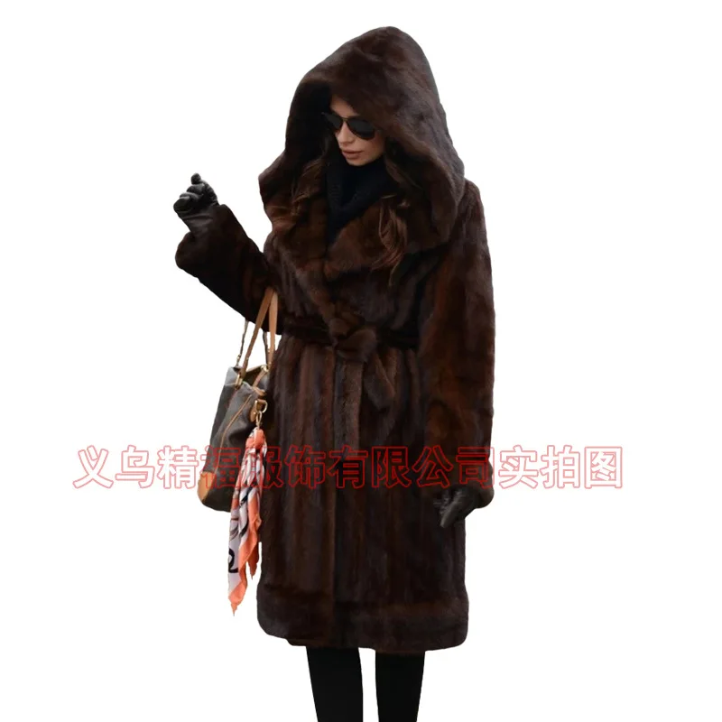 Popular Fur Coat New Cross-border Long Imitation Fur Coat Women yiciya imitation fur leopard print long hooded coat artificial rex rabbit fur imitation fur coat women s loose coat 2022 jacket