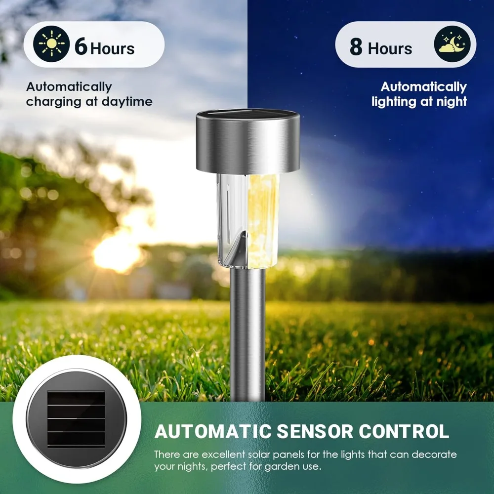 10Pcs Solar Lights Outdoor Garden Solar Powered Waterproof Landscape Path For Yard Backyard Lawn Patio Decorative