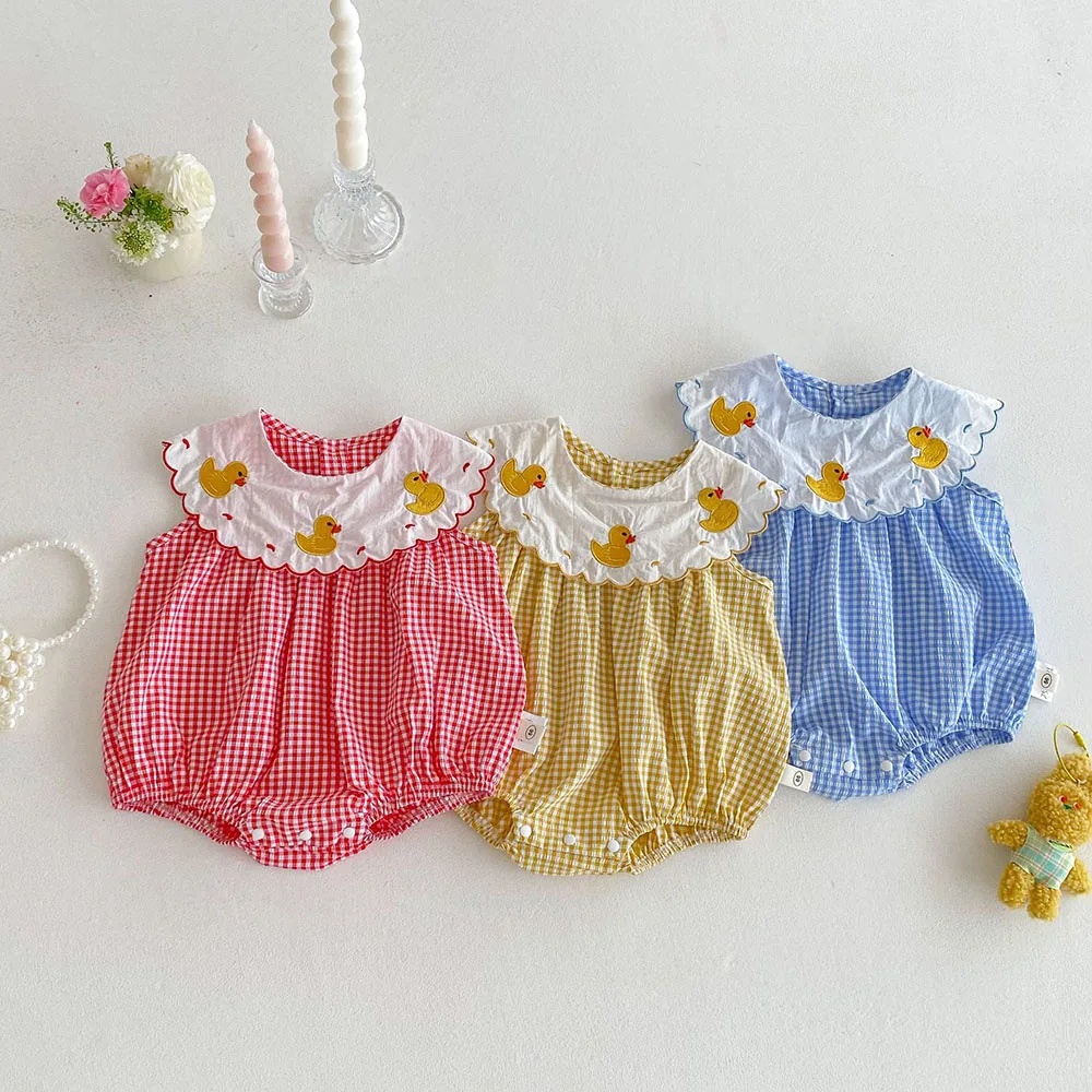 Summer Baby Girls Peter Pan Collar Bodysuit