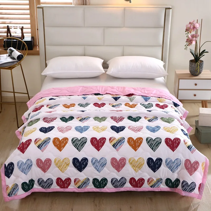 

Cute Skin-friendly Quilt Summer Washable Air-conditioning Printed Thin Comforter Comfortable Breathable Bedspread On The Bed