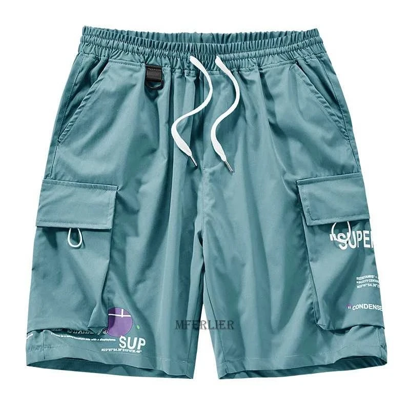 

summer men chic shorts cargo korea style letter shorts plus size 8XL 9XL trend casual loose sports skate shorts cool Elasticity