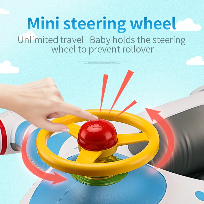 Baby Swimming Ring Kids Inflatable PVC Swim Circle Cartoon Airplane Seat Boat Floating Pool Accessories For Toddler Toys 3