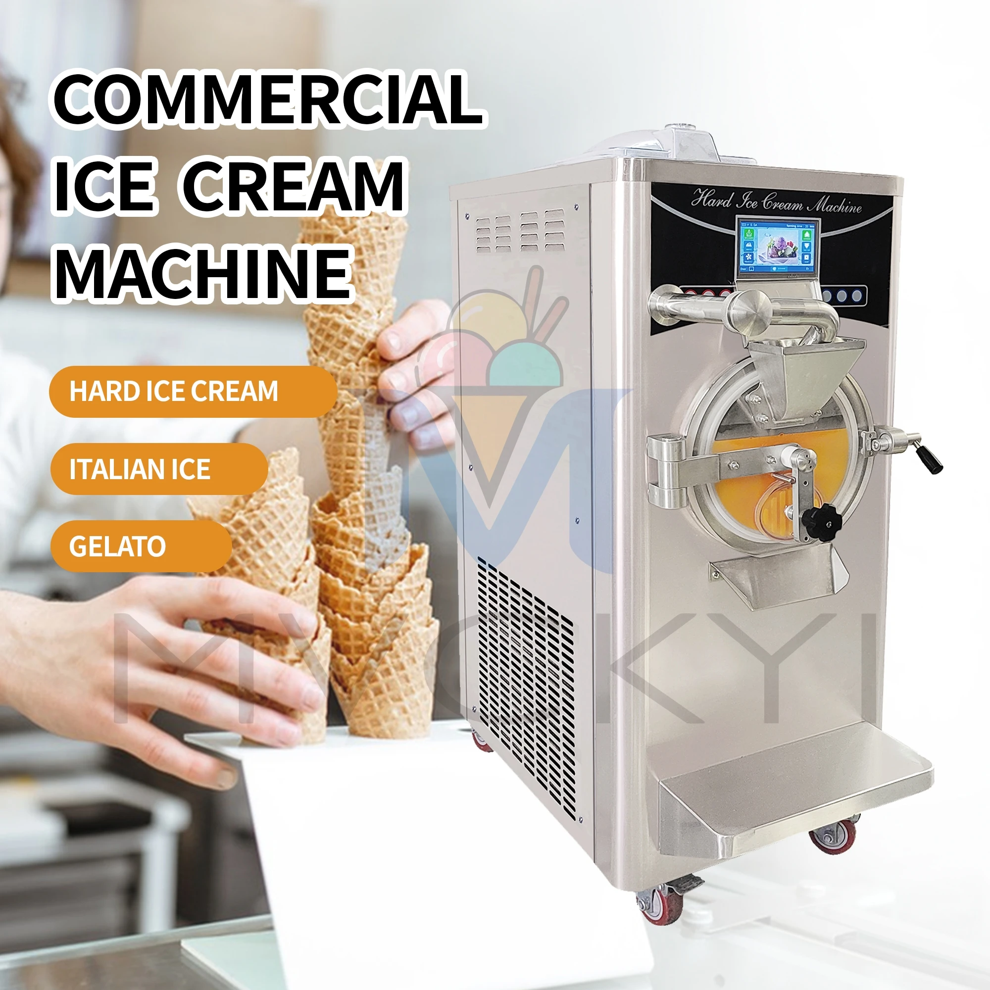 Mvckyi 27-36L/H Pasteurize Heating and Freezing Combined/Gelato Machine/Hard Ice Cream Maker/Yogurt Making/Sorbet Yogurt Makers