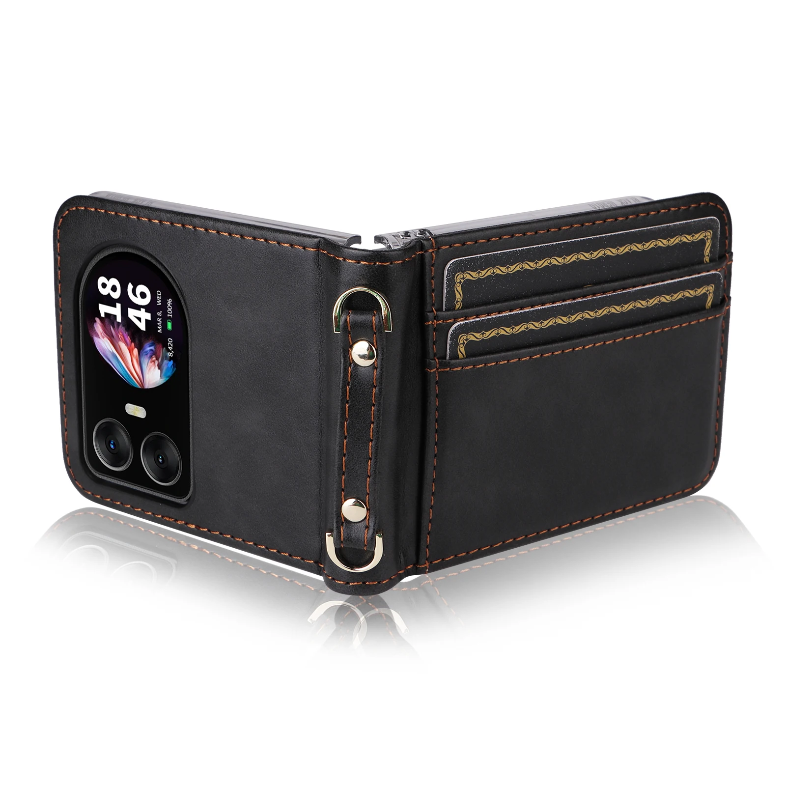 Luxury Leather Flip Wallet Phone Case with Stand Function and Card Holder