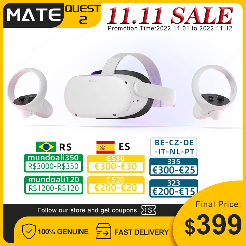Meta/Oculus Quest 2 128GB VR Glasses VR Advanced All-In-One Virtual Reality Headset Display Panoramic Somatosensory Game 東京公式通販サイト Oculus Quest2 Meta Quest2 128GB その他